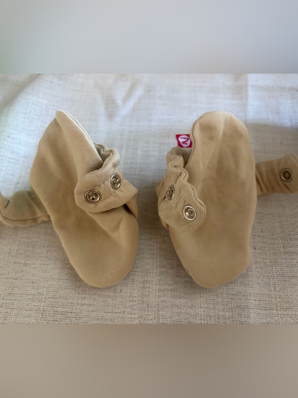 Zutano Beige Baby Booties with Snaps